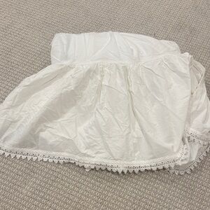 Pottery Barn Teen White Bed Skirt with Lace Trim